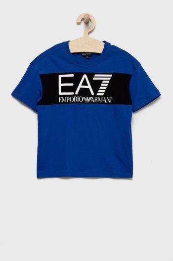 Dětské bavlněné tričko EA7 Emporio Armani s potiskem