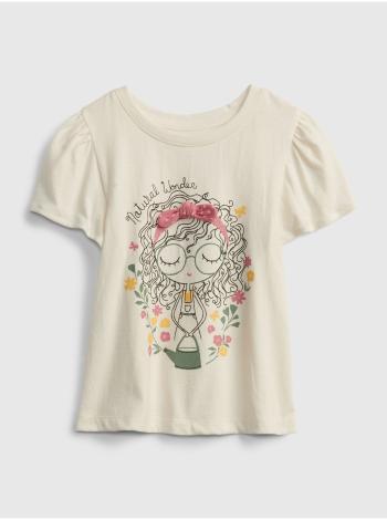 Béžové holčičí dětské tričko bea fash graphic t-shirt GAP