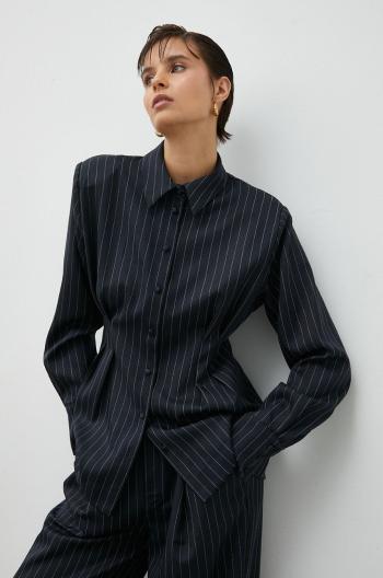 Košile Gestuz Alina dámská, tmavomodrá barva, regular, s klasickým límcem