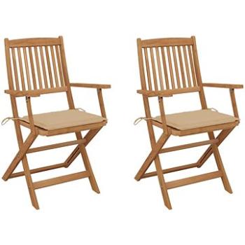 Skládací zahradní židle s poduškami 2 ks masivní akáciové dřevo, 3064593 (3064593)