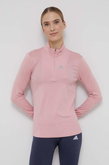 Běžecké triko s dlouhým rukávem adidas Performance HC1771 růžová barva, s pologolfem