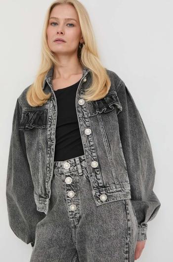 Džínová bunda Custommade dámská, šedá barva, přechodná