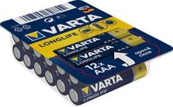 Mikrotužková baterie AAA alkalicko-manganová Varta Longlife LR03, 1200 mAh, 1.5 V, 12 ks