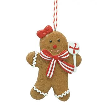 Hnědá vánoční ozdoba Perníček Gingerbread - 8*1*10 cm 6PR4338