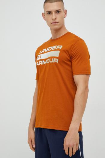 Tričko Under Armour oranžová barva, s potiskem