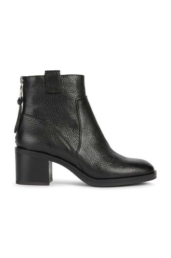 Kožené kotníkové boty Geox Giulila dámské, černá barva, na podpatku