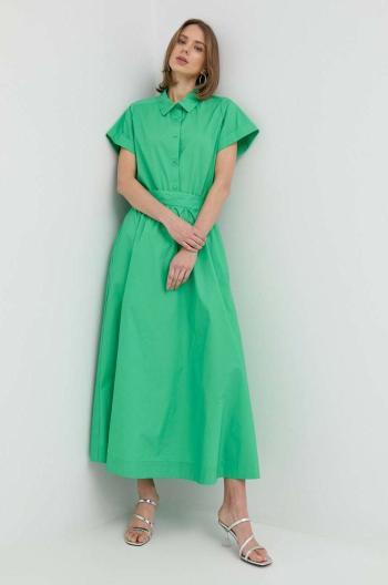 Bavlněné šaty Twinset zelená barva, maxi