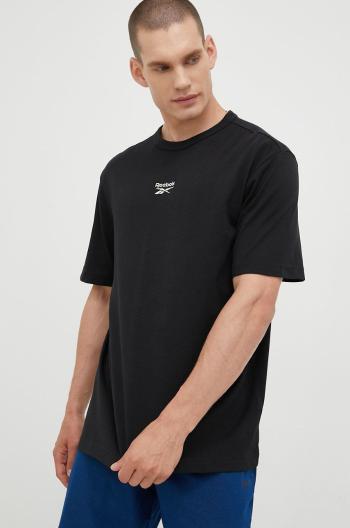 Bavlněné tričko Reebok Classic černá barva, s aplikací