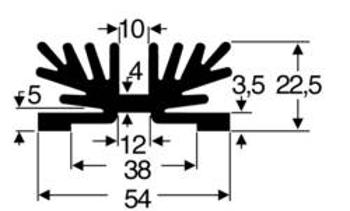 Chladič Fischer Elektronik SK 65-37,5-SA 1XM3, 54 x 37,5 x 22 mm, 3,5 K/W, hliník, černá