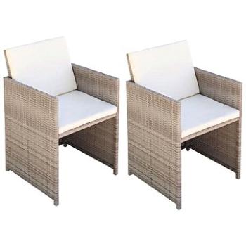 Zahradní židle 2 ks s poduškami a polštáři polyratan béžové 42561 (42561)