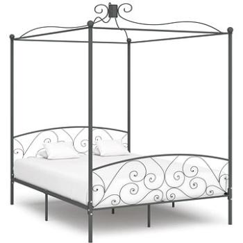 Rám postele s nebesy šedý kovový 160x200 cm (284484)