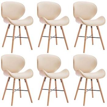 Jídelní židle 6 ks krémové umělá kůže a ohýbané dřevo (279504)