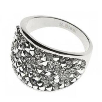 AKTUAL, s.r.o. Ocelový prsten s krystaly Crystals from Swarovski®, CRYSTAL CAL - velikost 56 - LV1001-CAL-56