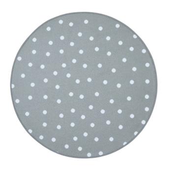 Vopi koberce Kusový dětský koberec Puntík šedý kruh - 100x100 (průměr) kruh cm Šedá