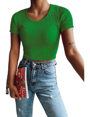 Zelený žebrovaný crop top redis vel. ONE SIZE