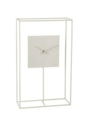 Minimalistické stolní hodiny v bílém kovovém rámu Morgaine - 33,02*13*54,5 cm 1411