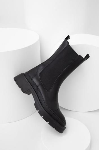 Kožené kotníkové boty Answear Lab dámské, šedá barva, na platformě