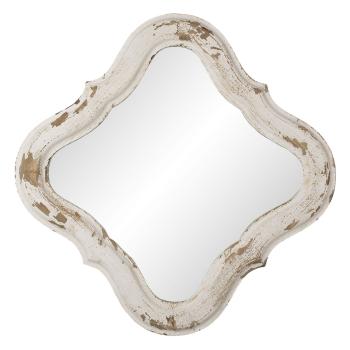 Nástěnné zrcadlo v bílo hnědém dřevěném rámu - 59*2*59 cm 52S241