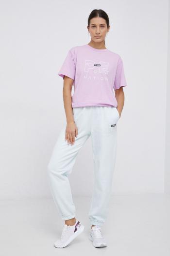 Bavlněné kalhoty P.E Nation dámské, tyrkysová barva, hladké