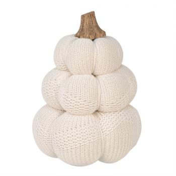 Krémová pletená dekorace dýně Pumpkin - Ø 13*18 cm  65409