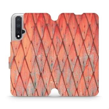 Flipové pouzdro na mobil Honor 20 - MK01S Oranžový vzor dřeva (5903226919383)