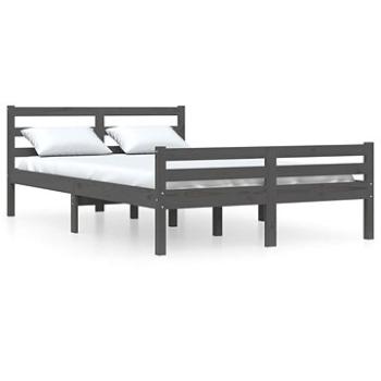 Rám postele šedý masivní dřevo 140 × 190 cm, 814801 (814801)