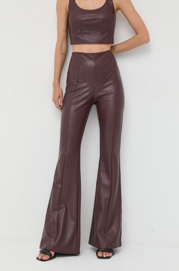 Kalhoty Guess dámské, vínová barva, přiléhavé, high waist
