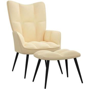 Relaxační křeslo se stoličkou krémově bílé samet, 328093 (328093)