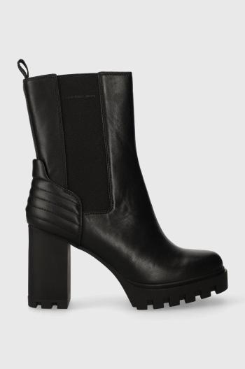 Nízké kozačky Calvin Klein Jeans PLATFORM CHELSEA BOOT LTH WN dámské, černá barva, na podpatku, lehce zateplené, YW0YW01140