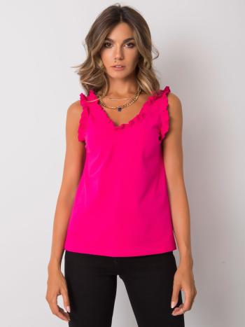 FUCHSIOVÝ TOP S VOLÁNKY -RV-TP-6931.07-FUCHSIA Velikost: S