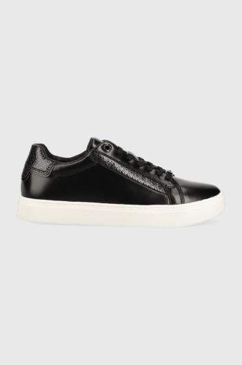 Kožené sneakers boty Calvin Klein CLEAN CUP LACE UP-NA černá barva, HW0HW01592