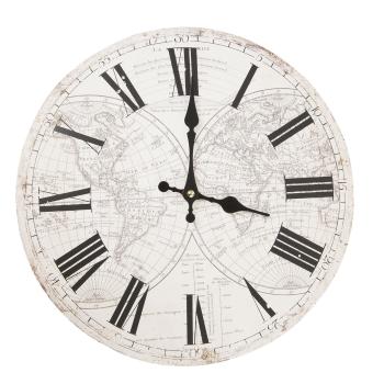 Bílé hodiny s římskými číslicemi World - 34*4 cm / 1xAA 5KL0088