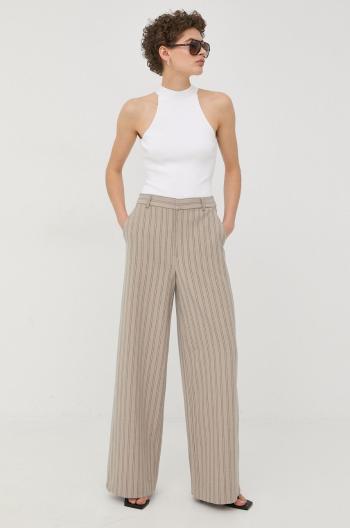 Kalhoty Gestuz dámské, béžová barva, široké, high waist