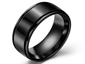 Ziskoun Prsten z chirurgické oceli - černý SR211 Velikost: 10