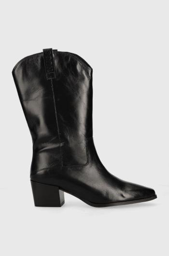 Westernové kožené boty HUGO Kiara dámské, černá barva, na podpatku, 50475469