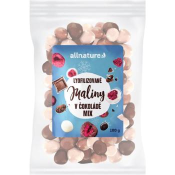 Allnature Mrazem sušené maliny Mix v mléčné, hořké a bílé čokoládě mrazem sušené ovoce 100 g