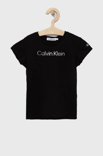 Dětské bavlněné tričko Calvin Klein Jeans černá barva