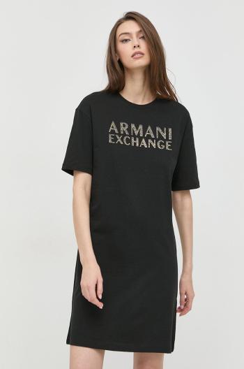 Bavlněné šaty Armani Exchange černá barva, mini, oversize