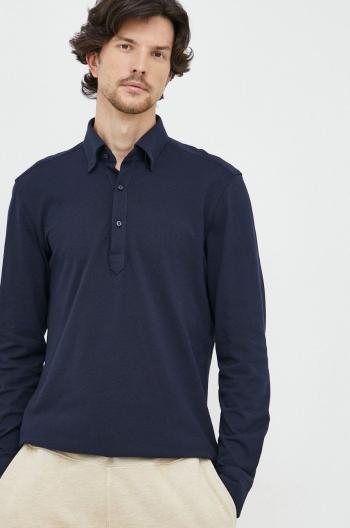 Košile BOSS pánská, tmavomodrá barva, regular, s límečkem button-down