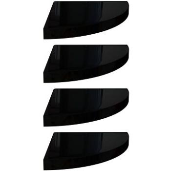 Shumee plovoucí rohové 4 ks černé vysoký lesk 35×35×3,8 cm MDF, 323912 (323912)