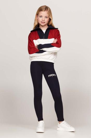 Dětské legíny Tommy Hilfiger VARSITY FITTED LEGGING tmavomodrá barva, s potiskem, KG0KG08082