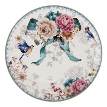 Dezertní talířek  s motivem květin a ptáčka Pivoine - Ø 20*2 cm PIRDP