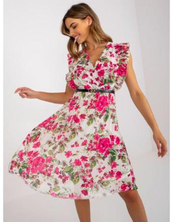 Dámské šaty s květinovým potiskem plisované ETA růžové 