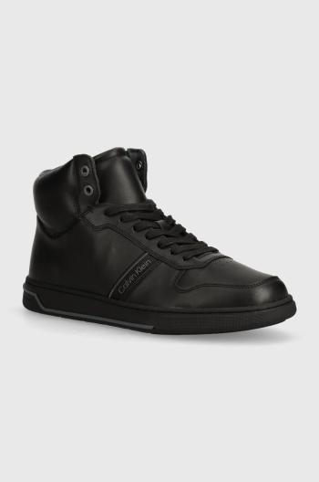 Kožené sneakers boty Calvin Klein HM0HM01492 černá barva, HIGH TOP LACE UP LOGO