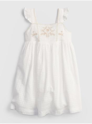 Bílé holčičí dětské šaty emb yoke dress GAP