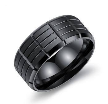 Ziskoun Pánský prsten z chirurgické oceli- černý Army SR000020 Velikost: 11