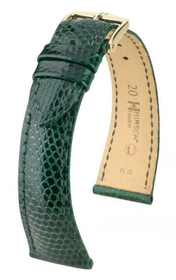Řemínek Hirsch London 1 lizard - zelený, lesk - M - řemínek 14 mm (spona 10 mm)