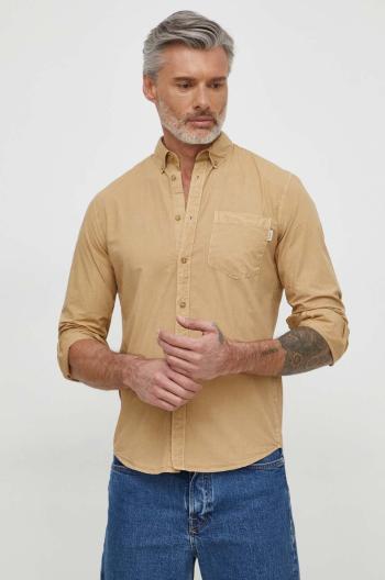 Košile Pepe Jeans Prince béžová barva, regular, s límečkem button-down, PM308270