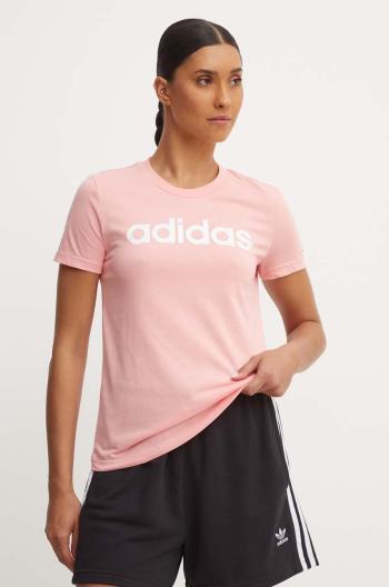 Bavlněné tričko adidas Essentials růžová barva, IY9190