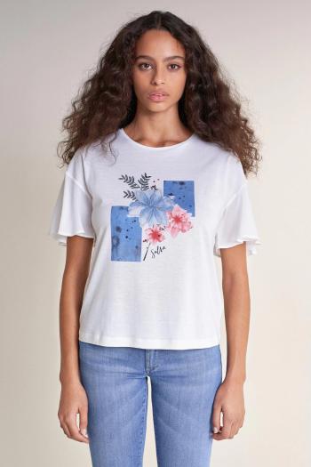 Salsa SALSA dámské bílé tričko s květinami FLORAL GRAPHIC T-SHIRT